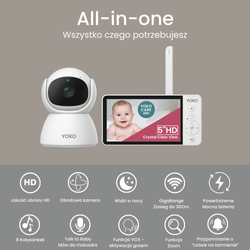 Elektroniczna niania YOKO X5 z dużym 5" ekranem HD