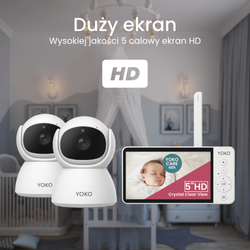 Elektroniczna niania YOKO X5™DUO  z dużym 5" ekranem HD i dwiema kamerami
